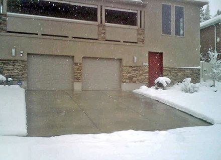 A heated driveway in the mountains.